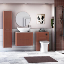 Royal Bathrooms Avenza 700mm Terracotta Clay Wall Hung Bathroom Countertop Vanity Unit 2 Drawer With Amaze Basin - thumbnail 4