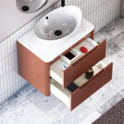Royal Bathrooms Avenza 700mm Terracotta Clay Wall Hung Bathroom Countertop Vanity Unit 2 Drawer With Amaze Basin - thumbnail 5