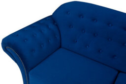 Lyon Chesterfield Style French Velvet Blue Fabric 3 + 2 Seater Sofa - thumbnail 5
