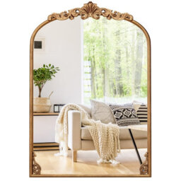 Costway Antiqued Gold Wall Mirror 95 Cm X 66 Cm Dramatic Arched Mirror With Baroque Ornate Frame - thumbnail 7