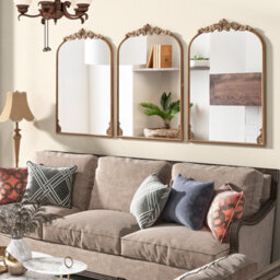 Costway Antiqued Gold Wall Mirror 95 Cm X 66 Cm Dramatic Arched Mirror With Baroque Ornate Frame - thumbnail 4