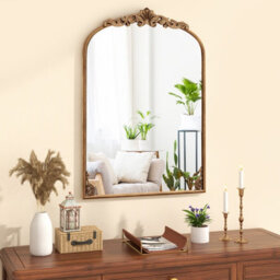 Costway Antiqued Gold Wall Mirror 95 Cm X 66 Cm Dramatic Arched Mirror With Baroque Ornate Frame