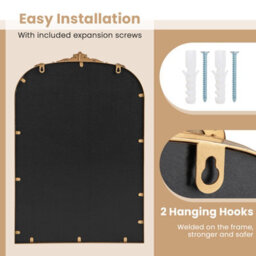 Costway Antiqued Gold Wall Mirror 95 Cm X 66 Cm Dramatic Arched Mirror With Baroque Ornate Frame - thumbnail 6