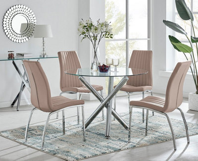 Furniturebox Uk Selina Round Dining Table And 4 Cappuccino Isco Chairs - image 1