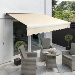Primrose Awnings 3.0M X 2.5M Retractable Electric Full Cassette Ivory Awning Outdoor Patio Canopy - thumbnail 1