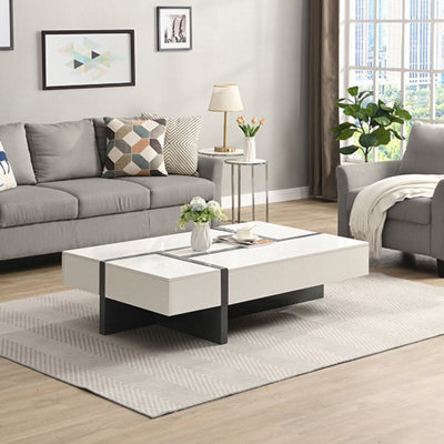 Furniture in Fashion Storm High Gloss Storage Coffee Table In White And Grey - image 1