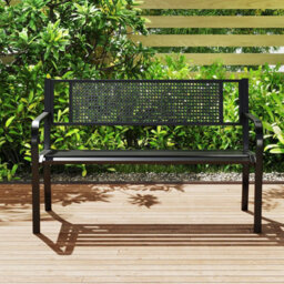 Gainoom 127Cm Outdoor Black Bench Garden Bench With Patterned Backrest - thumbnail 5
