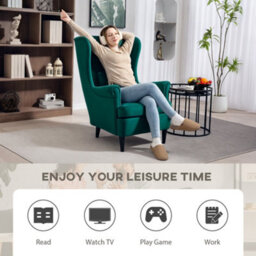 Homcom Wingback Chair, Modern Accent Chair For Living Room Bedroom, Green - thumbnail 6