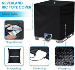 Tarpaulin For 1000 L Ibc Tank, Uv Protection, Weatherproof, 210D Windproof Fabric, 120 X 100 116 Cm, Black - thumbnail 8
