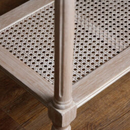 Wyld Haus Laurelbrook Grey Wood Side Table With Rattan Shelf 600mm - thumbnail 2