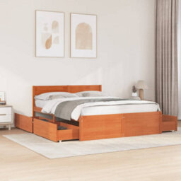 Berkfield Bed Frame Without Mattress Wax Brown 140X200 Cm Solid Wood Pine - thumbnail 1