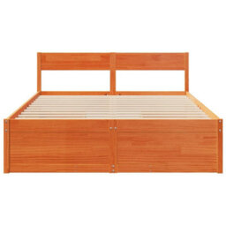 Berkfield Bed Frame Without Mattress Wax Brown 140X200 Cm Solid Wood Pine - thumbnail 4