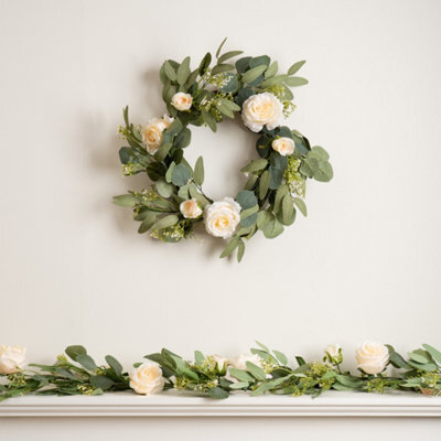 Scottish Everlastings Ltd. Scottish Everlastings Artificial 150Cm Eucalyptus And Rose Garland - image 1