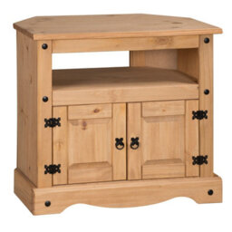 Tv Unit Corner Media Cabinet Stand 2 Door Solid Pine By - thumbnail 1