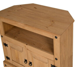 Tv Unit Corner Media Cabinet Stand 2 Door Solid Pine By - thumbnail 4