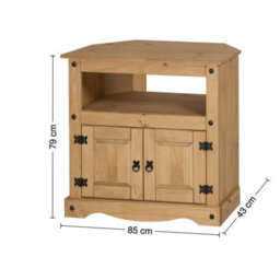 Tv Unit Corner Media Cabinet Stand 2 Door Solid Pine By - thumbnail 2