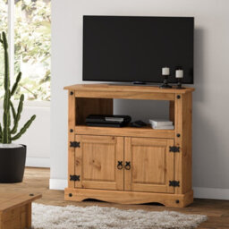 Tv Unit Corner Media Cabinet Stand 2 Door Solid Pine By - thumbnail 3