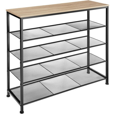 Tectake Shoe Rack Sheffield - Storage Shelf And 4 Grid Shelves, Industrial Style -  - Industrial Wood Light, Oak Sonoma - image 1