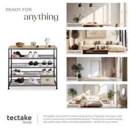 Tectake Shoe Rack Sheffield - Storage Shelf And 4 Grid Shelves, Industrial Style -  - Industrial Wood Light, Oak Sonoma - thumbnail 7