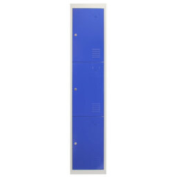 Monstershop 3 X Blue 3 Door Metal Storage Lockers, Blue & Grey Steel Lockable Unit, Gym Changing Room School Staff Locker - thumbnail 4