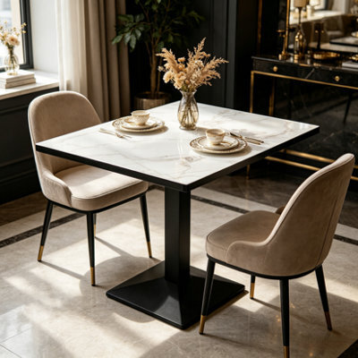 Fativo 2-4 Person Rectangular Sintered Stone Dining Table, Indoor Outdoor Bistro Table, L76X W60X H78Cm - image 1