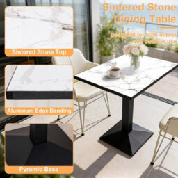 Fativo 2-4 Person Rectangular Sintered Stone Dining Table, Indoor Outdoor Bistro Table, L76X W60X H78Cm - thumbnail 4