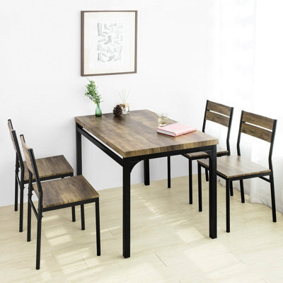 Sobuy Ogt28-N-Fst72-Nx4,dining Table And 4 Chairs Solid Wood Kitchen Set,neutral - image 1