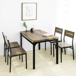 Sobuy Ogt28-N-Fst72-Nx4,dining Table And 4 Chairs Solid Wood Kitchen Set,neutral - thumbnail 1