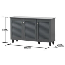 Timber Art Design Modern Shoe Storage Cabinet 3 Doors Footwear Stand Rack Unit Cupboard Dark Grey - thumbnail 5