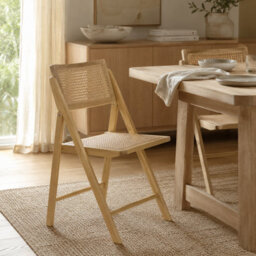 Where Saints Go Ltd Rory Folding Dining Chair, Natural Rattan, Blonde Folding Ash Frame By Where Saints Go - thumbnail 1