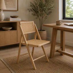Where Saints Go Ltd Rory Folding Dining Chair, Natural Rattan, Blonde Folding Ash Frame By Where Saints Go - thumbnail 3