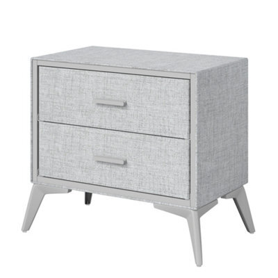 Highdecora Clarisworld 2-Drawer Upholstered Nightstand, Bedside Table, 60X35X54.5 Cm, Non-Woven Fabric, Steel Legs, Grey - image 1