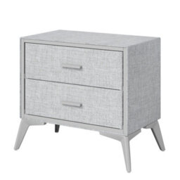 Highdecora Clarisworld 2-Drawer Upholstered Nightstand, Bedside Table, 60X35X54.5 Cm, Non-Woven Fabric, Steel Legs, Grey