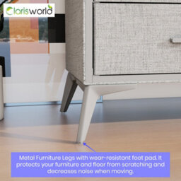 Highdecora Clarisworld 2-Drawer Upholstered Nightstand, Bedside Table, 60X35X54.5 Cm, Non-Woven Fabric, Steel Legs, Grey - thumbnail 3