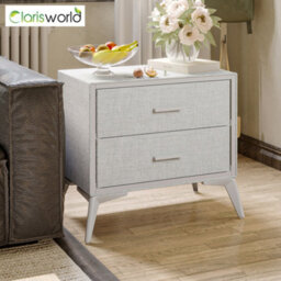 Highdecora Clarisworld 2-Drawer Upholstered Nightstand, Bedside Table, 60X35X54.5 Cm, Non-Woven Fabric, Steel Legs, Grey - thumbnail 6