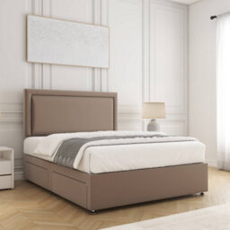 "Bsspoke Ella Divan Bed Set Mink Plush Velvet With 24Inch Panel Headboard & 10"" Mattress No Drawers In 3Ft 4Ft 4Ft6 5Ft 6Ft" - thumbnail 2