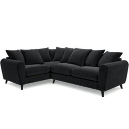 Sofaselectionuk Ltd Harlow Jumbo Cord Left Hand Dual Arm Corner Sofa, Modern Design In Black
