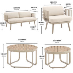 Venice Beige Aluminium 5 Seater Garden Sofa Set With Beige Cushions - thumbnail 6