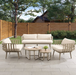 Venice Beige Aluminium 5 Seater Garden Sofa Set With Beige Cushions - thumbnail 2
