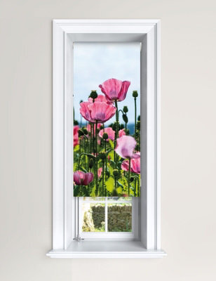 Lister Cartwright Blackout Roller Blind Pink Poppy Field Roller Blinds ( 60 Cm Width X 140 Cm Drop) - image 1