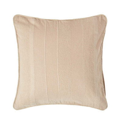 Homescapes Cotton Rajput Ribbed Beige Cushion Cover, 60 X 60 Cm - image 1