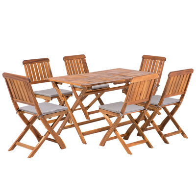 Beliani Garden Dining Set 6 Seater Cento With Cushions Acacia Wood Brown - image 1