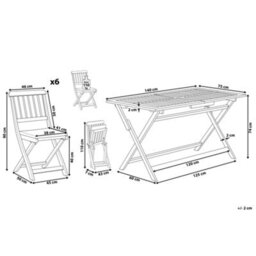 Beliani Garden Dining Set 6 Seater Cento With Cushions Acacia Wood Brown - thumbnail 3