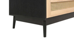 Black 2 Door Wardrobe Rattan 1 Drawer Mid Century Modern - thumbnail 9