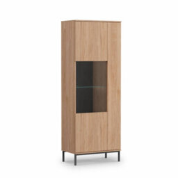 Arte Querty 07 Tall Display Cabinet In Oak Hickory - Elegantly Showcase Your Treasures - W700mm X H1900mm X D410mm - thumbnail 1