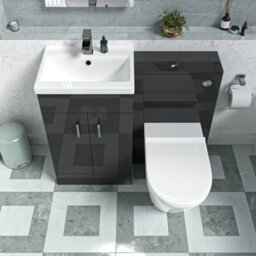 Nes Home Dark Grey 1000mm Vanity Basin Wc Vanity Unit & Btw Toilet Flat Pack - thumbnail 3