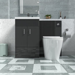 Nes Home Dark Grey 1000mm Vanity Basin Wc Vanity Unit & Btw Toilet Flat Pack - thumbnail 2