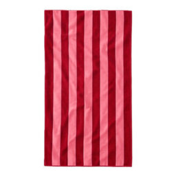 Misona Extra Large Organic Cotton Striped Beach Towel - Red & Pink Stripe - thumbnail 1