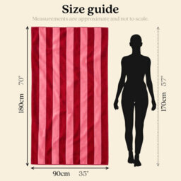 Misona Extra Large Organic Cotton Striped Beach Towel - Red & Pink Stripe - thumbnail 4
