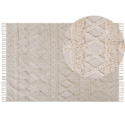 Beliani Rug Didim Beige 160 X 230 Cm Cotton - image 1